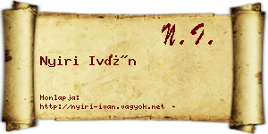Nyiri Iván névjegykártya