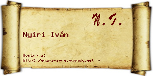 Nyiri Iván névjegykártya
